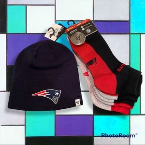 Patriots beanie and socks